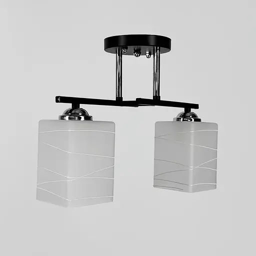 Прямокутний плафонний світильник на 2 лампи в чорному корпусі 34х15 см | Арт. 6944/2 BK+CH | Line F - фото 5