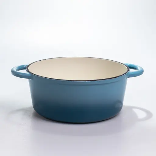 Каструля чавунна 2.5 л емальована з кришкою посуд для тушкування запікання кухонна Синій Premium Cookware HP-1-14-BLUE - фото 3