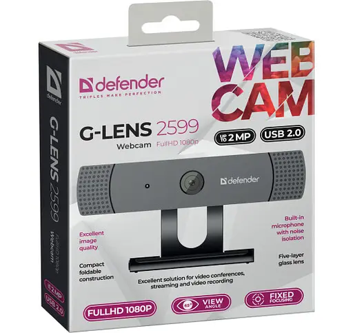 Web камера Defender G-lens 2599 FullHD 1080p 2mp з прищіпкою - фото 7