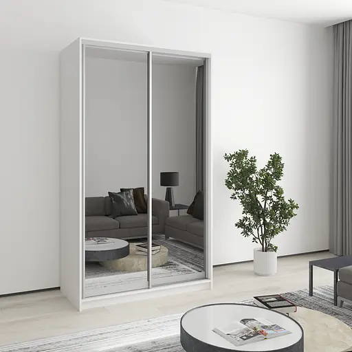 Шафа-купе дводверна MebelStar Уні AL 2 Дзеркала 120x60x210 см Аляска білий (MBS-2642)