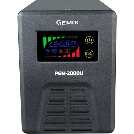 ДБЖ Gemix PSN-2000U, 2000VA/1200W 24V/220V, 7/13/18A, 3xSchuko, без АКБ
