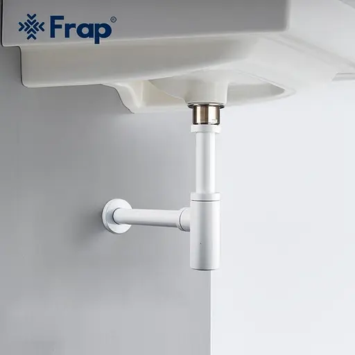 Напівсифон для умивальника Frap F82-6 під донний клапан, латунь, білий, Білий - фото 2