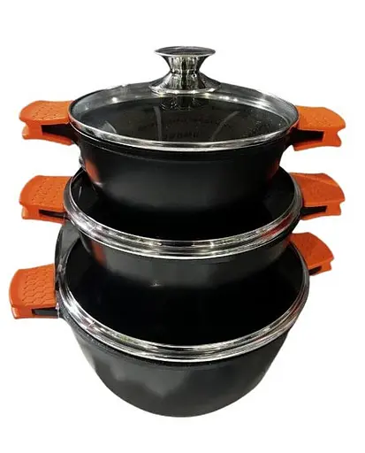 Набор кастрюль со сковородой и сотейником Bohmann BH-6018 MRB с индукционным дном 8 предметов - фото 3