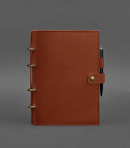 Шкіряний блокнот з датованим блоком (Софт-бук) 9.1 світло-коричневий - фото 1