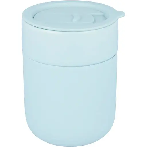 Кавові чашки 295 мл з кришками OldBro Cute Travel Mugs з захисним силіконовим чохлом light blue - фото 1