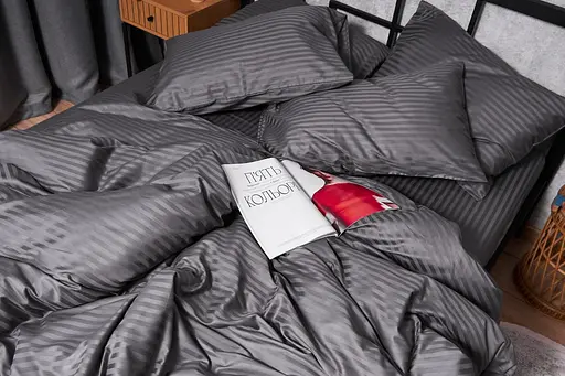 Підковдра Moon&Star Satin Stripe Stripe Black Полуторна Євро 160x220 см - фото 5