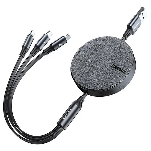 Кабель 3-в-1 три выхода Baseus Fabric 3 в 1 Flexible (Micro USB + Lightning + Type-C) CAMLT-BYG1 - фото 1