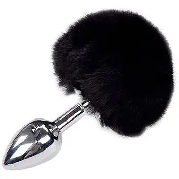 Металева анальна пробка Alive Fluffy Кролячий хвостик Plug S