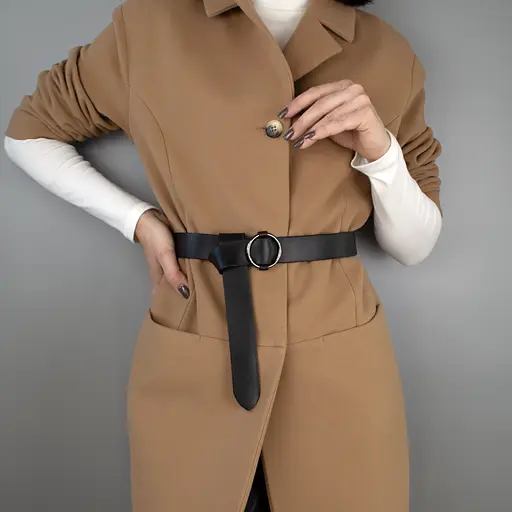 Ремень женский кожаный черный HC-3471 (130 см) под пиджак и пальто - фото 8