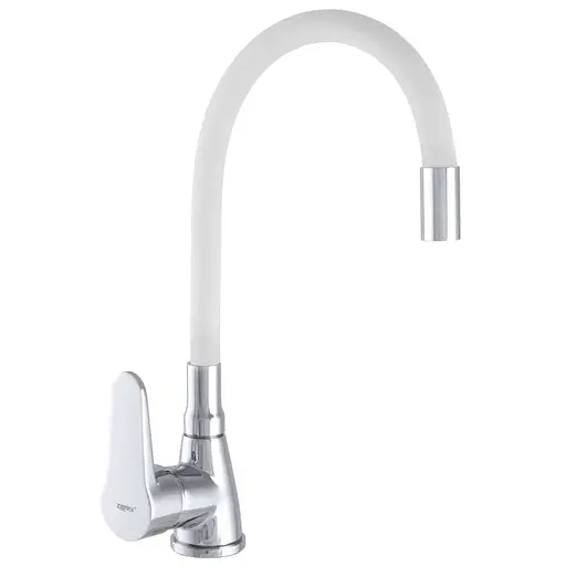 Змішувач для кухні Zerix SOP7 146 з білим гнучким виливом ZX2660 Хром - фото 1