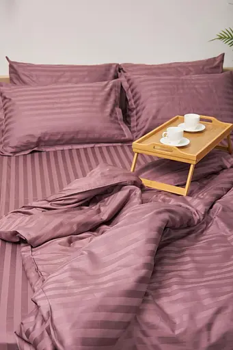 Комплект постельного белья Moon&Star King Size 220x240 наволочки 4х50х70 Garnet Satin Stripe - фото 3