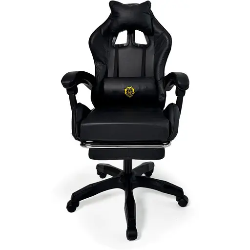 Геймерське крісло Primaveo з ергономічними подушками та висувною підставкою для ніг чорне - фото 2