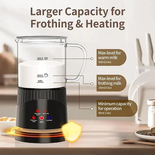 Електричний спінювач молока Omisoon 4-в-1, 400 мл, автоматичне вимкнення, безшумна робота - фото 5