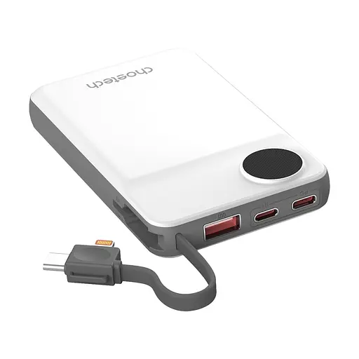Повербанк 10000mAh Choetech B695 White QC3.0 PD3.0 бездротова зарядка смартфонів та Apple Watch (43-00143) - фото 4