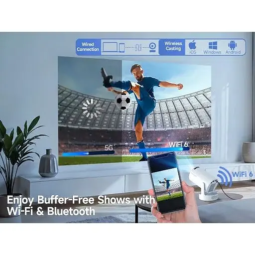 Смарт проектор з автофокусом Magcubic HY300 Pro+ Plus Android 14, chip H726, 8K24fps, 1GB/8GB Wi-Fi 2.4G/5G Кінотеатр White (19030) - фото 5