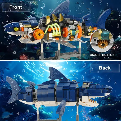 Конструктор акула MJI механический двусторонний коллекция живой мир рыбы для взрослых и детей 687 деталей - фото 7
