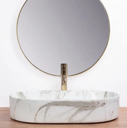 Умивальник Rea Nadia Shiny Aiax накладний мармур REA-U6506, Мармур - фото 4