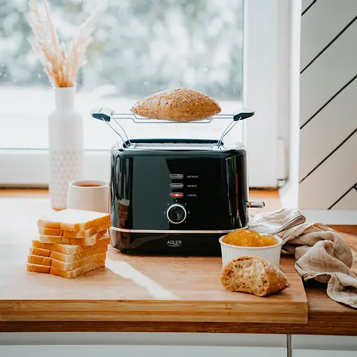 Тостер Adler AD 3224 black 850Вт/ 2 відділення/7 режимів підсмажування/розморожування/підігрів булок - фото 9
