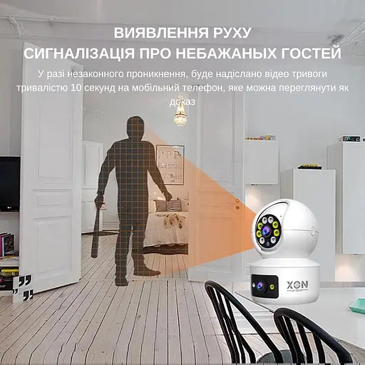 IP-камера поворотная с двойным объективом XON SmartCam Wi-Fi 1080P (UTWEW22VW 7393) Белая - фото 8