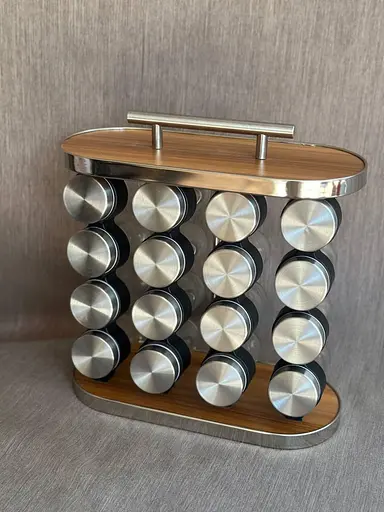 Органайзер для спецій на підставці Edenberg EB-18006 16 ємностей для зберігання спецій кухонні спецівниці Сірий - фото 2