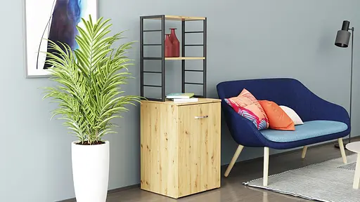 Стіл-тумба трансформер Смарт 4/1 з етажеркою Ferrum-decor 1430x1450x500 Чорний метал ДСП Дуб Артизан 16 мм (FRD-105128) - фото 8