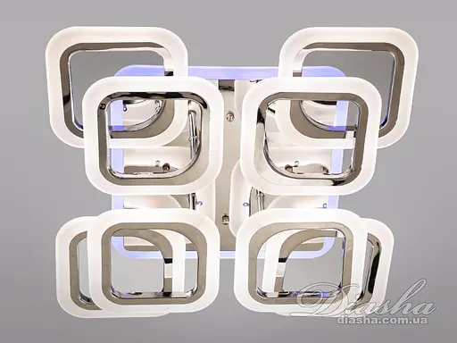 Стельова LED люстра з пультом, диммером і підсвічуванням, 110W, хром - фото 2