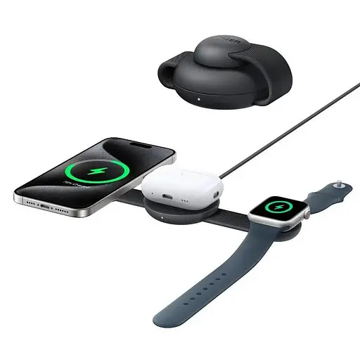 Бездротове зарядне ANKER MagGo Wireless Charging Pad 15 W 3-in-1 Foldable B25M8H11 - фото 2