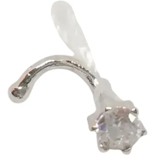 Золота сережка-пірсинг Favoritum в ніс з фіанітом. 311141_Б