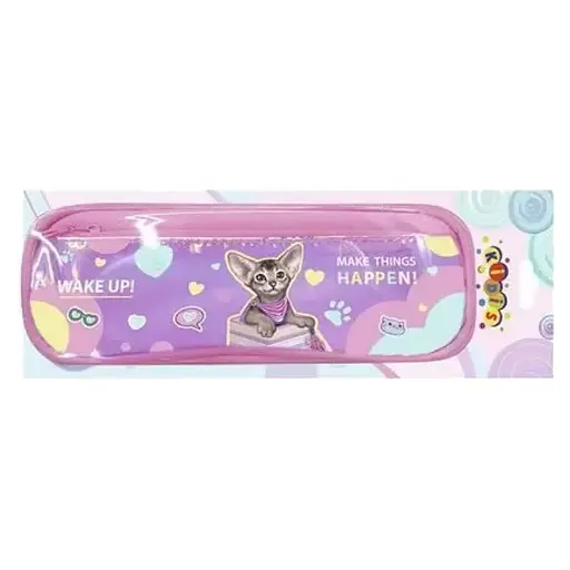 Пенал на 2 змійки, спереду кишеня з блискучого ТПУ, 8998 (В асортименті)