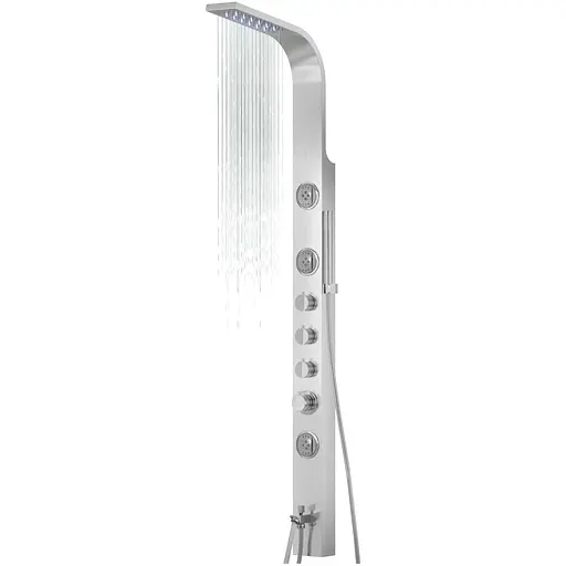 Душова панель Corsan Snake inox LED з виливом S002MSLLEDW, Нержавіюча сталь - фото 1