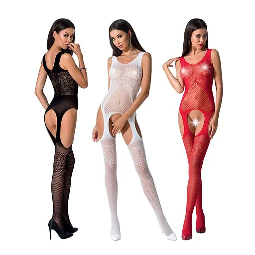 Бодистокинг Passion BS061 комбинезон имитация чулок S/M/L black - фото 5
