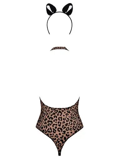 Сексуальний боді Obsessive Leocatia teddy леопардовий S/M - фото 7