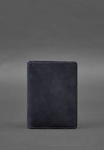 Кожаная обложка-органайзер для документов 6.1 синий Crazy Horse - фото 2