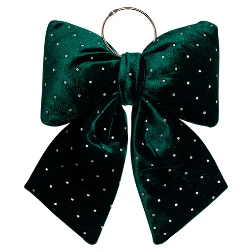 Оксамитовий бант для декору Yiwu зі стразами на ялинку та двері 25×35 (см) Зелений CR-2-12