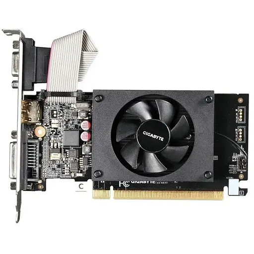 Відеокарта GeForce GT710, Gigabyte, 2Gb GDDR3, 64-bit, VGA/DVI/HDMI, 954/1800MHz (GV-N710D3-2GL) - фото 1
