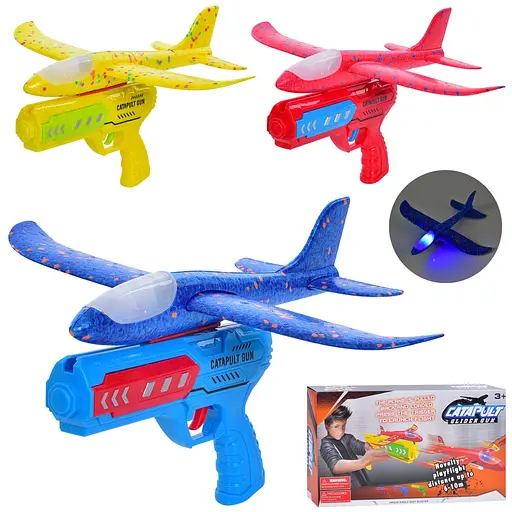 Самолет, 34 см, пистолет 21,5 см на запуске, свет, 34,5x20x5 см (В ассортименте) - фото 2