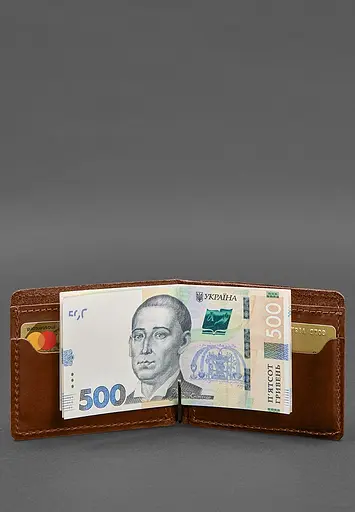 Кожаный портмоне 13.0 зажим Светло-коричневый Crazy Horse - фото 6