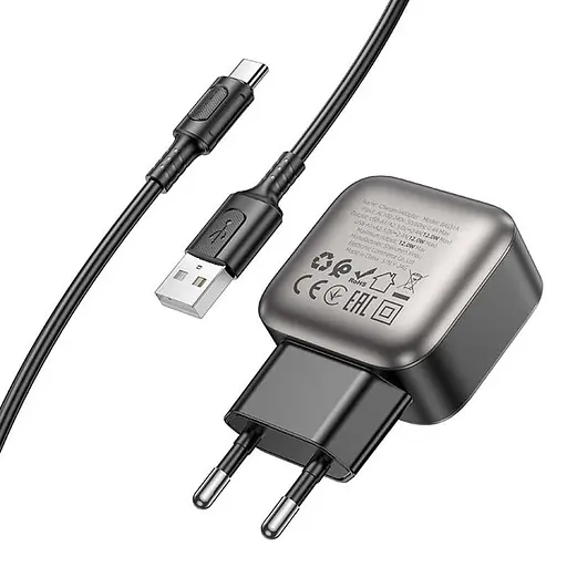 СЗУ Borofone BAS51A Absolute 12W (2USB-A) + кабель USB to Type-C