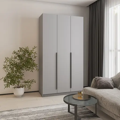 Шкаф 3-дверный MebelStar Оскар ДСП BG, стандарт 120x52x220 см Серая мышка (MBS-4536)