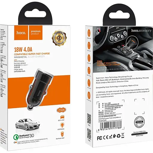 Автомобільний зарядний пристрій Hoco Z32A Flash Power USB-A Black (717788) [151282] - фото 7
