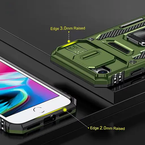 Чохол ударостійкий Epik Camshield Army Ring для Apple iPhone 7/8/SE (2020) (4.7) Оливковий/Army Green - фото 3