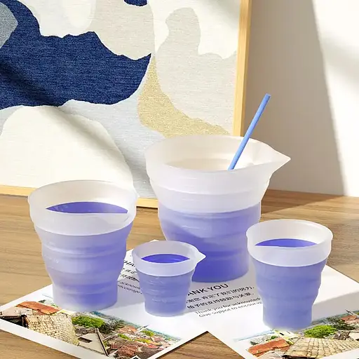 Силіконовий розкладний мірний стакан 250 мл з носиком та градуюванням вимірювальна склянка, Kitchen Master Прозорий 87385 - фото 9