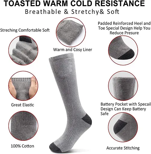 Товсті термошкарпетки WISSBLUE, теплі шкарпетки, що перезаряджаються, використовуються для катання на лижах, на відкритому повітрі - фото 7