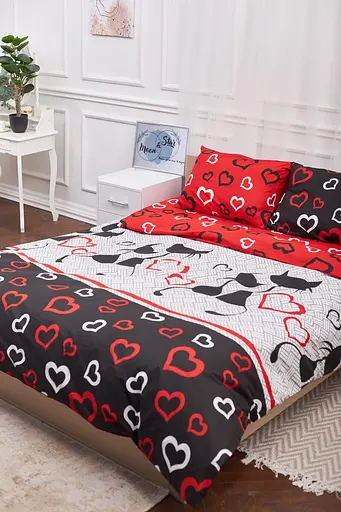 Комплект постельного белья Moon&Star King Size 220x240 наволочки 4х70х70 Love Cats Бязь Gold Люкс - фото 1