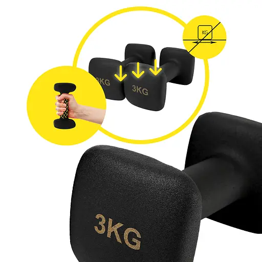 Гантелі вінілові Cornix Square 2 x 3 кг XR-0408 Black - фото 4