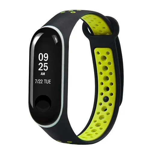 Ремінець для фітнес-браслета MiJobs для Xiaomi Mi Band 3 і 4 Nike Design чорний з лаймом - фото 3