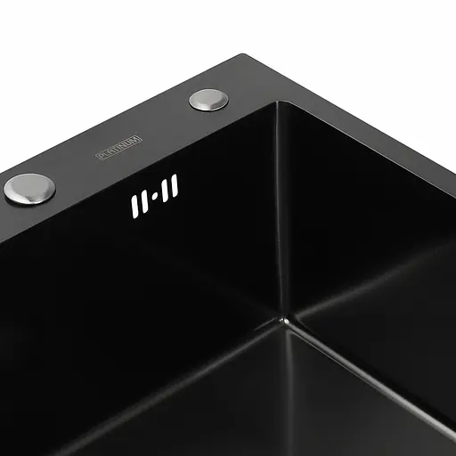 Кухонная мойка 50x50 PVD черная Platinum Handmade (сифон круглый, 3,0/0,8), Черный - фото 5