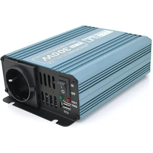 Інвертор напруги Mexxsun MXS-300, 12V/220V, 300W з модифікованою синусоїдою, 1 Shuko, клемні дроти, Q12