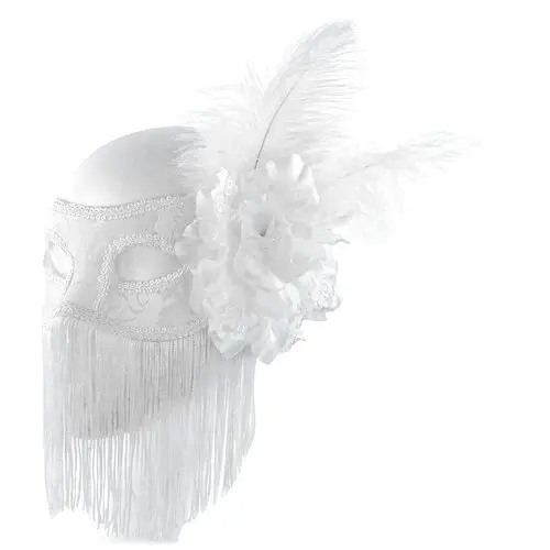 Маска Бальна з пером і бахромою - фото 1