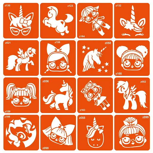 Набір трафаретів для біо-тату Unicorns + LOL unicorns-lol-16